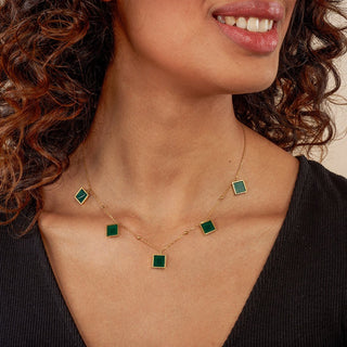 Geometric Emerald Gold Necklace - Queen Glow Jewelry