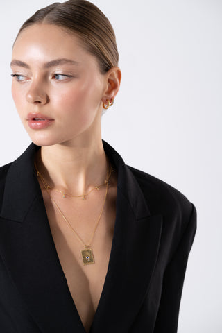 Hexagon Zircon Gold Earrings -  Earrings - Womuse | Fine Jewelry