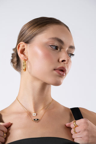 White Square Evil Eye 24K Gold Vermeil Necklace - Gold Vermeil Necklaces - Womuse | Fine Jewelry