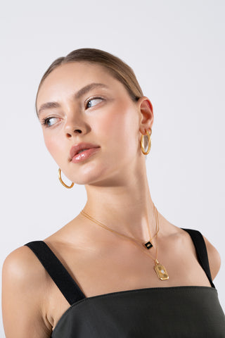 Black Square Evil Eye 24K Gold Vermeil Necklace - Gold Vermeil Necklaces - Womuse | Fine Jewelry