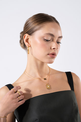 Black Square Evil Eye 24K Gold Vermeil Necklace - Gold Vermeil Necklaces - Womuse | Fine Jewelry