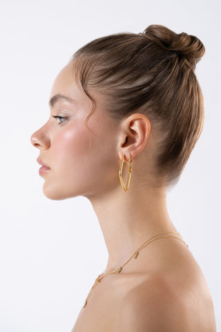 Large Angled Gold Earrings -  Earrings - Womuse | Fine Jewelry