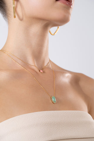 Muschio Glowing Aventurine Gold Necklace - Gold Vermeil Necklaces - Womuse | Fine Jewelry