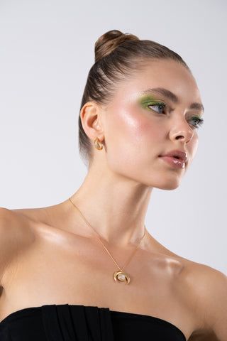 Croissant Zircon Gold Earrings -  Earrings - Womuse | Fine Jewelry