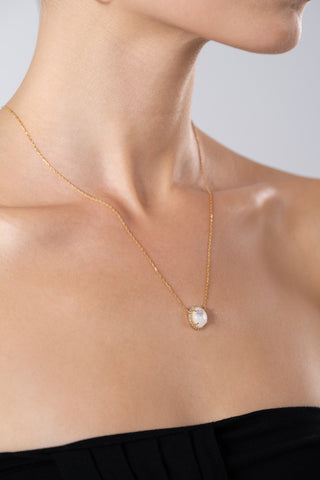 Luminosa Glowing Moonstone Gold Necklace- Gold Vermeil Necklaces - Womuse | Fine Jewelry