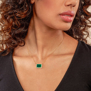 Rettangolare Emerald Gold Necklace - Gold Vermeil Necklaces - Womuse | Fine Jewelry